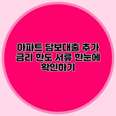 아파트 담보대출 추가 금리 한도 서류 한눈에 확인하기