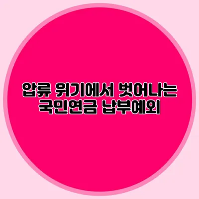 압류 위기에서 벗어나는 국민연금 납부예외