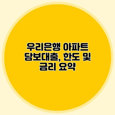 우리은행 아파트 담보대출, 한도 및 금리 요약
