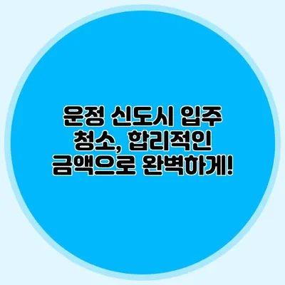 운정 신도시 입주 청소, 합리적인 금액으로 완벽하게!