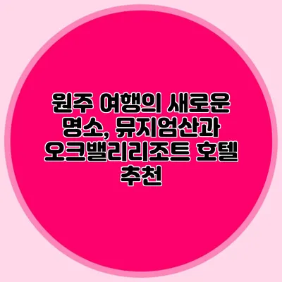 원주 여행의 새로운 명소, 뮤지엄산과 오크밸리리조트 호텔 추천