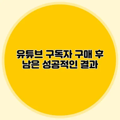 유튜브 구독자 구매 후 남은 성공적인 결과