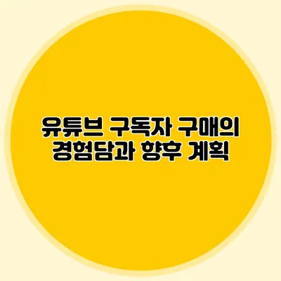 유튜브 구독자 구매의 경험담과 향후 계획