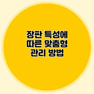 장판 특성에 따른 맞춤형 관리 방법
