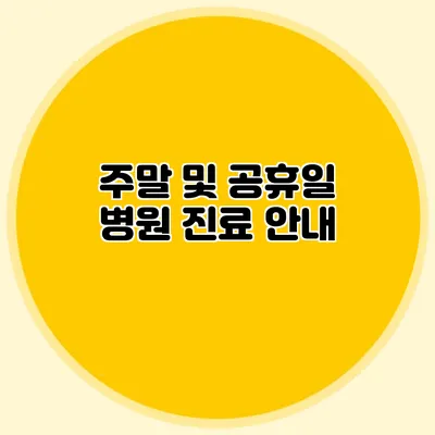 주말 및 공휴일 병원 진료 안내