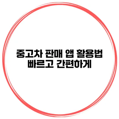중고차 판매 앱 활용법 빠르고 간편하게