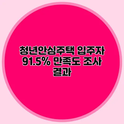 청년안심주택 입주자 91.5% 만족도 조사 결과