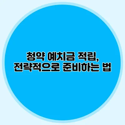 청약 예치금 적립, 전략적으로 준비하는 법