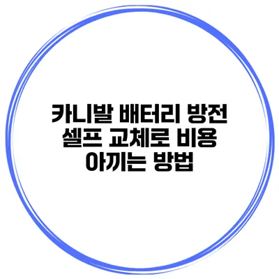 카니발 배터리 방전 셀프 교체로 비용 아끼는 방법