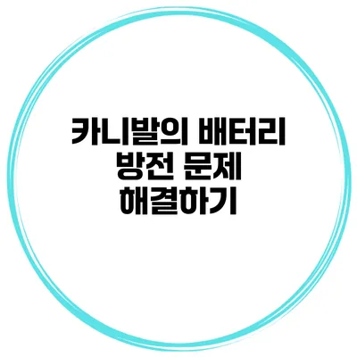 카니발의 배터리 방전 문제 해결하기