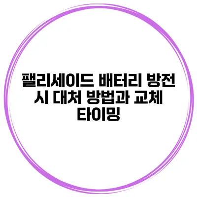 팰리세이드 배터리 방전 시 대처 방법과 교체 타이밍