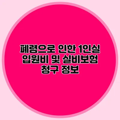 폐렴으로 인한 1인실 입원비 및 실비보험 청구 정보