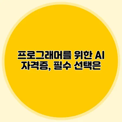 프로그래머를 위한 AI 자격증, 필수 선택은?