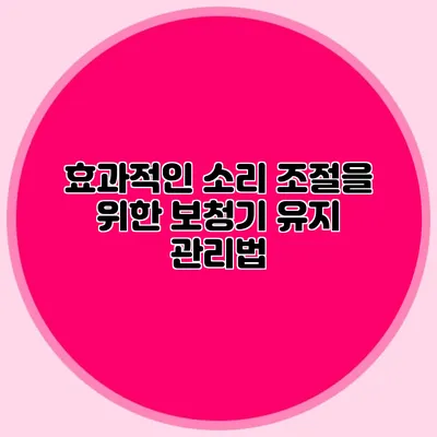 효과적인 소리 조절을 위한 보청기 유지 관리법